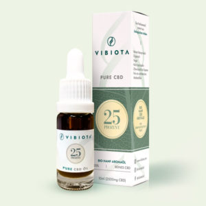 Product photo VIBIOTA Bio "Pure CBD" Oil 25%, pure CBD crystals, (with a mixture of MCT and hemp seed oil) in a 10ml bottle